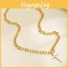 Cross Necklace For Women With Geometric Alloy Pendant Minimalist Jewelry For Summer