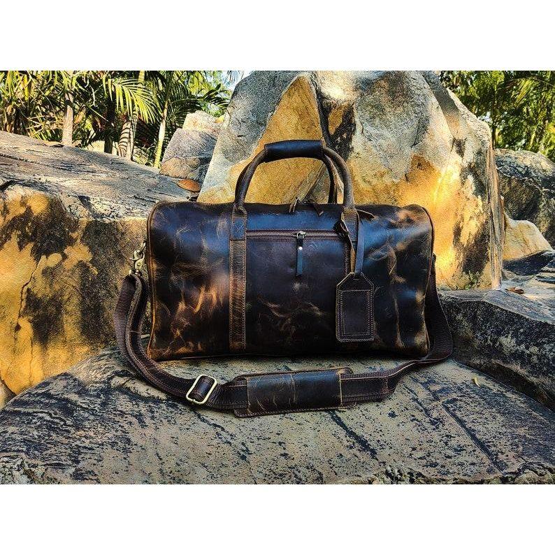 Leather Duffel Bag Vintage Carry On Weekend Bag Large Duffle Luggage Bag Gym Overnight Travel Bag gift Men Women duffel for valentines gifts