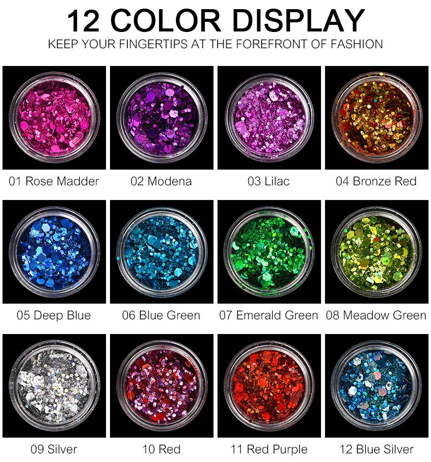 KADS 4pcs Nail Glitter Powder Set Holographic Nail Art DIY Manicure Chrome Pigment Shining Decoration Sequins Dust Powder