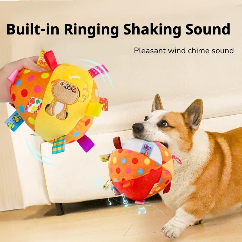 Interactive Ball Dog Toy for Chewers Training Decompress Bite Resistant Plush Handle Dog Toys with Bells Pet Supplies