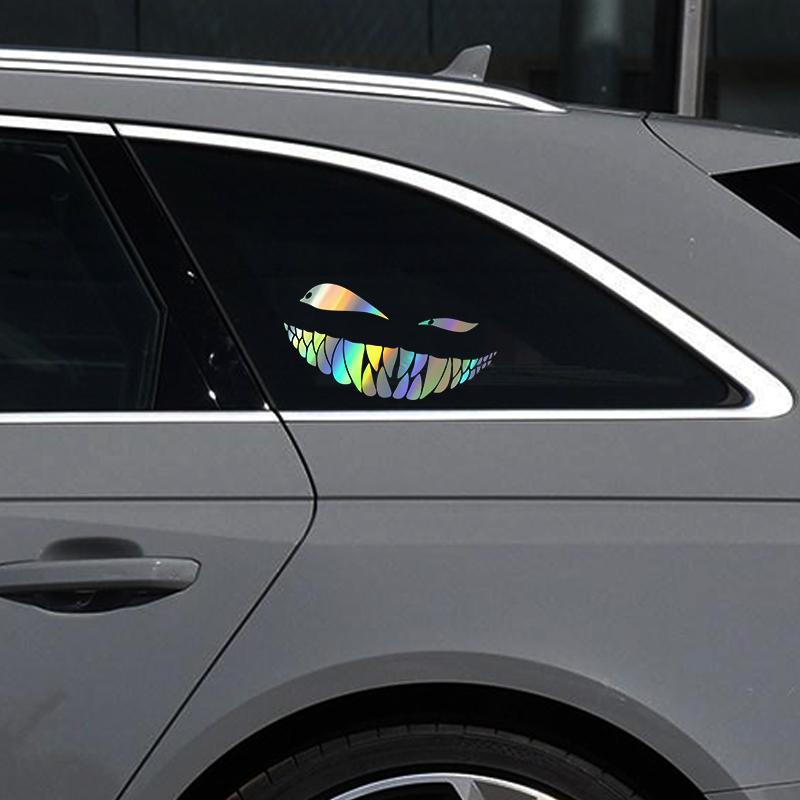 Demon Smiling Face Car Stickers RearWindshield Car Sticker Funny Auto BodvStyling Decoration Window Sticker VinyWaterproof