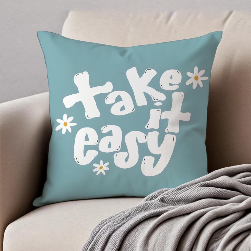 Cute English Letters Cushion Cover Pillowcase Antidustmite Invisible Zipper Short Plush Sofa Cushion