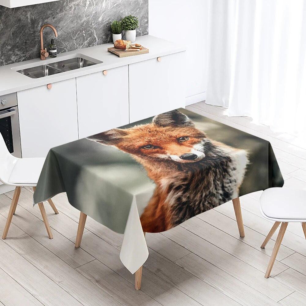 Cute Fox Tablecloth Party Restaurant Table Decoration Waterproof Rectangular  Kawaii New Home Kitchen