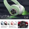 Wireless Over Ear Headset with Colorful Light Multifunctional Portable Headset for Workout Walking