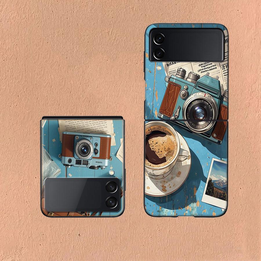 Camera and Souvenirs With Scenery Coque For Samsung Z Flip7 6 Galaxy Case Shockproof Z Flip5 Z Flip3 4 5G Hard Cover Phone TPU
