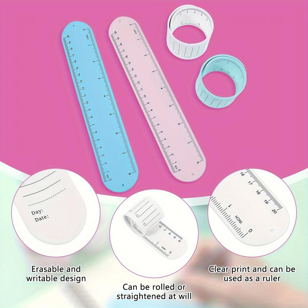 4 Pulseras de Silicona con Bloc de Notas y Regla, Pulseras Reutilizables Borrables de Lista de Tareas para Adultos, Maestros, Enfermeras