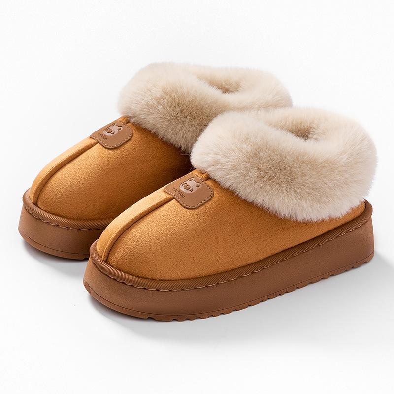 Bag Heel Cotton Slippers Women's Autumn and Winter Indoor Velvet Warm Confinement Shoes Thick Sole Outer Wear Cotton Shoes Plush Snow Boots