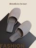 High-End Minimalist Genuine Leather & Suede Slippers - Non-Slip Sole, Unisex, All-Season Indoor Footwear