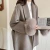 Fox Fur Cuff Woolen Coat - Women's Winter Slimming Style