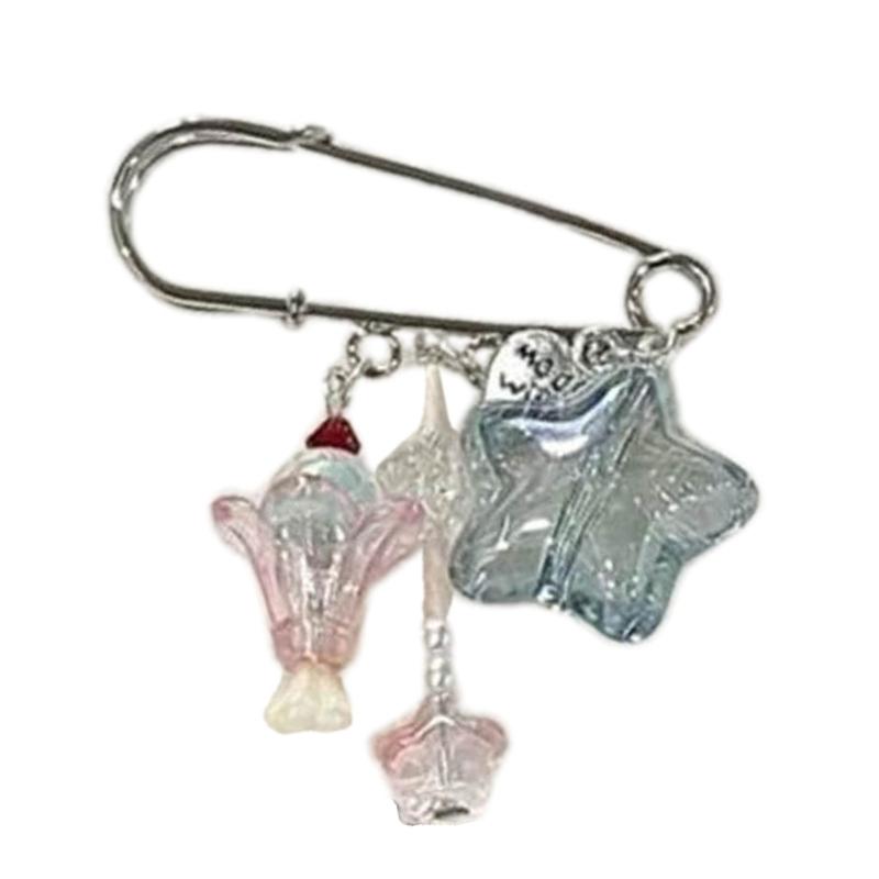 Lovely Resin Star Charm Pin Pendant Fashion Brooch Pins Trendy Decoration Ornament Decors for Women's Backpacks Bag