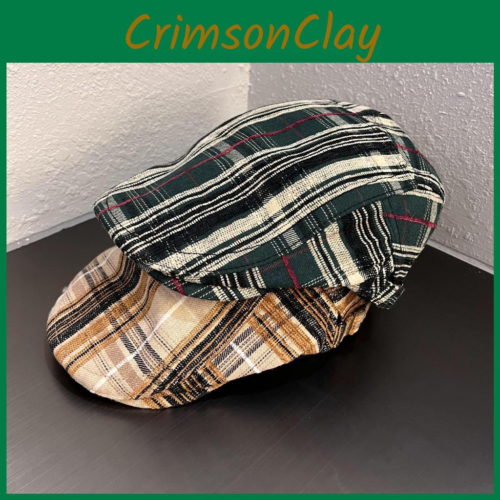 Style Retro Street Checkered Pattern Neutral Casual Duckbill Cap For Autumn