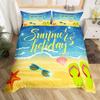 Sumer Hawai Beach Soft Duvet Cover Ful Ocean Beding Set for Young Boys Young Girls, Lovely Flip Flops Slipers Conch Starfish Warm Comforter Cover