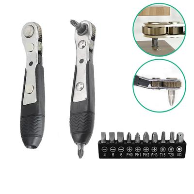 Sechskant-Ratschenschlüssel, 1/4 Zoll Sechskant-Schnellspanner, Haushaltsreparaturschlüssel, bidirektionale Steuerung, Doppelkopf-Schraubendreher