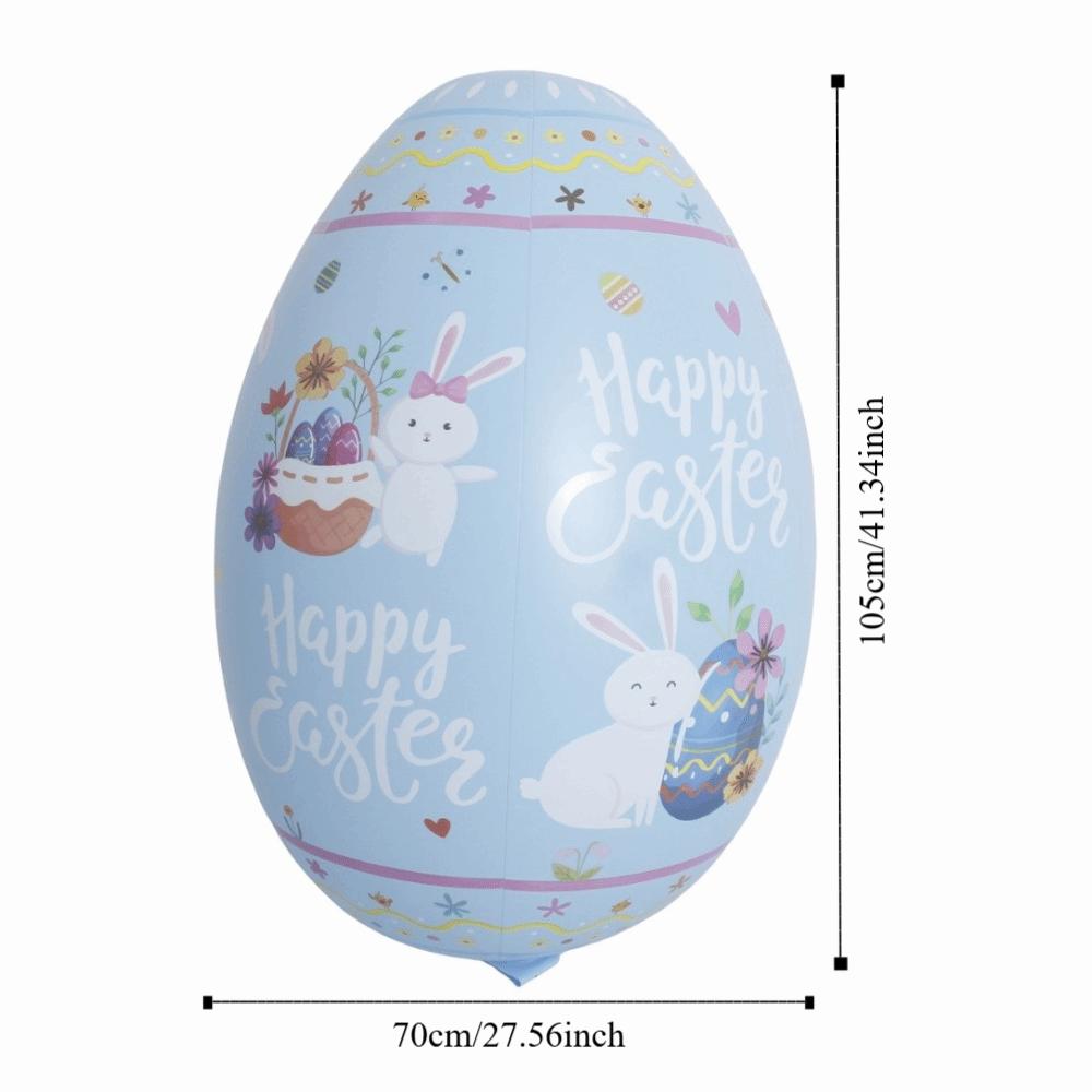 Cute PVC 41 Inch Easter Egg Balloon Reusable Inflatable Giant Easter Egg Easter Bunny DIY Easter Decor Garden Pendant