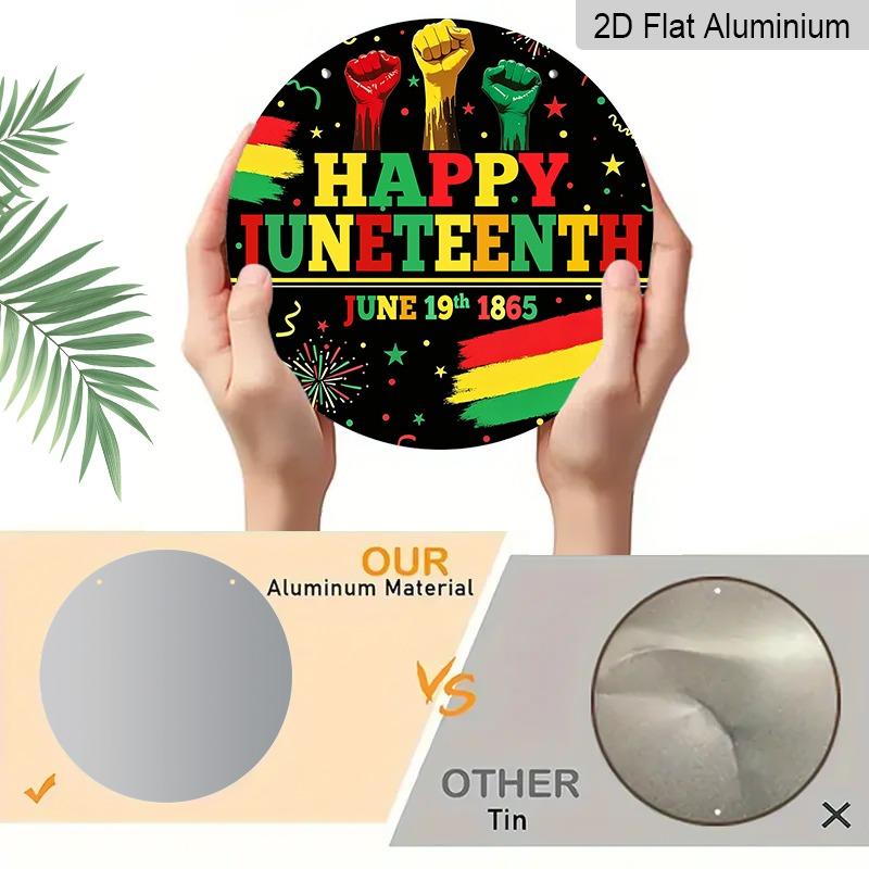 2D Flat Aluminum Wall Hangings with A Juneteenth Theme Are Available In Various Sizes. Featuring A Tricolor Fist and Firework Design, They Are A