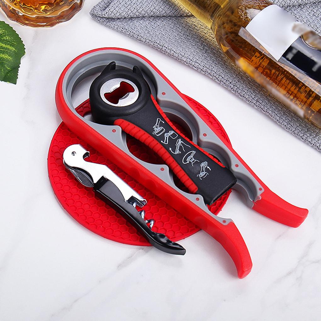 Bottle Opener Set Multifunctional Jar Lids Openers Wrench Grippers Safety Screw Manual Home Household Accessories