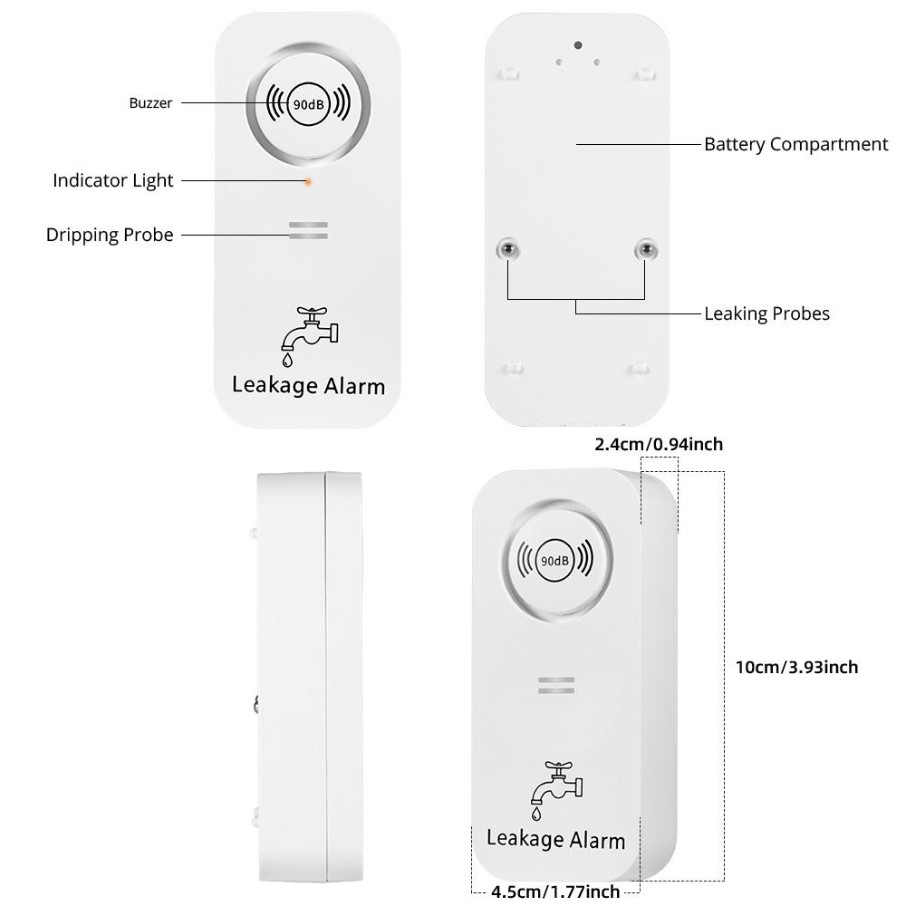 KERUI 433Mhz Leakage Alarm Water Detector Drip Alert with 90db Loud Home Security Overflow Sensor for Kitchen Bathroom