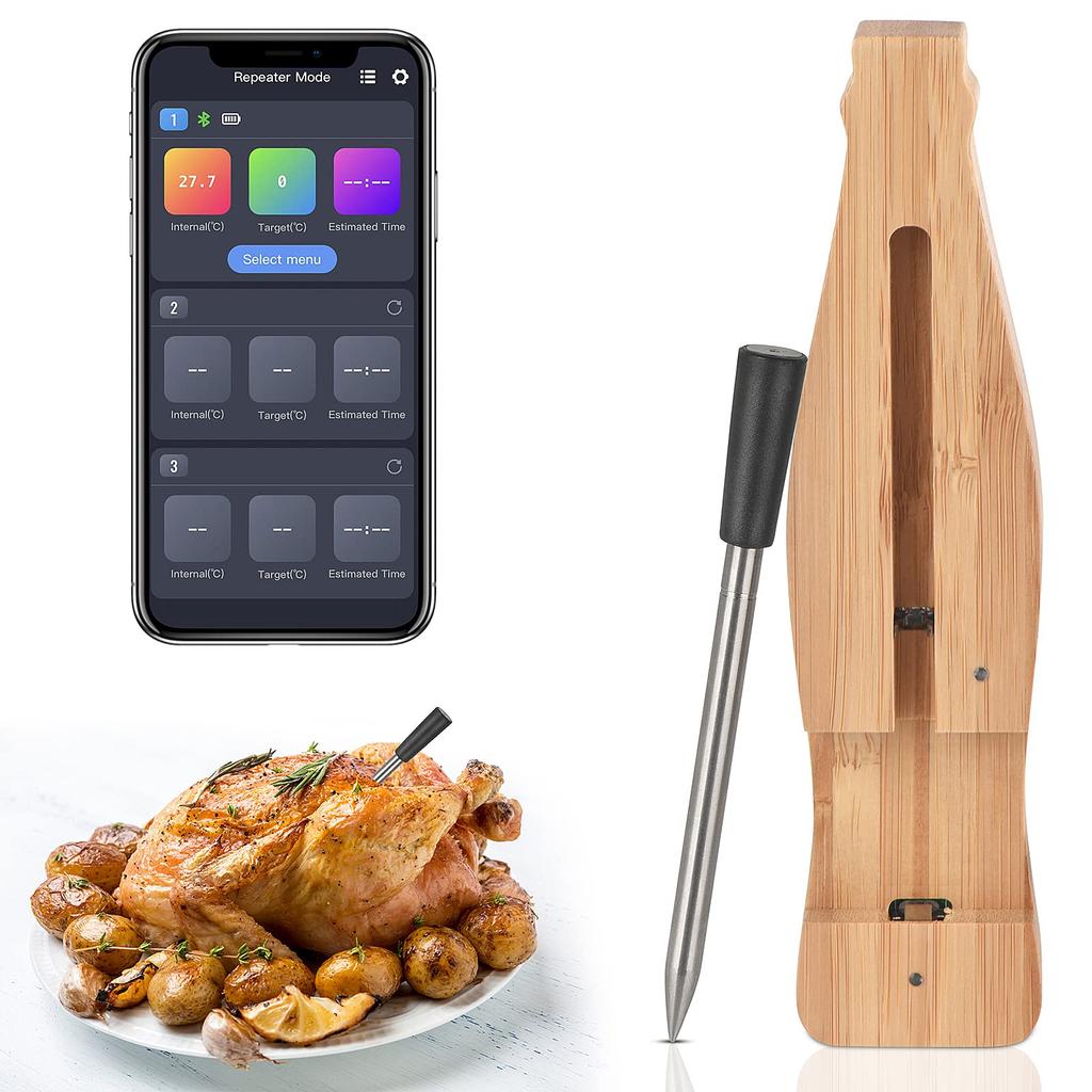 Digital Newest 350ft Wireless Meat Food Thermometer,Smart APP Control Bluetooth Kitchen Thermometer for Cooking,Oven,Grill,BBQ