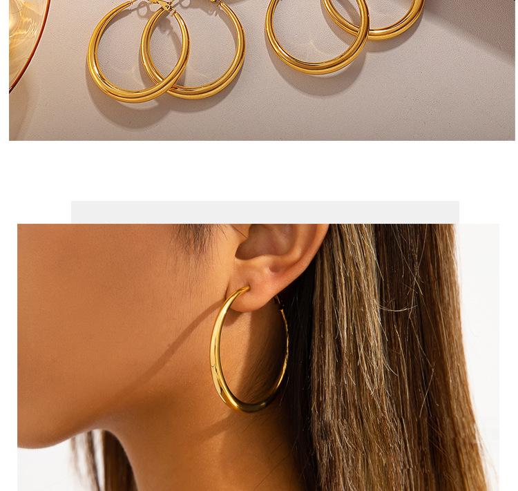 Retro High-End Titanium Steel Circle Earrings - Versatile European and American Fashion Jewelry for Women