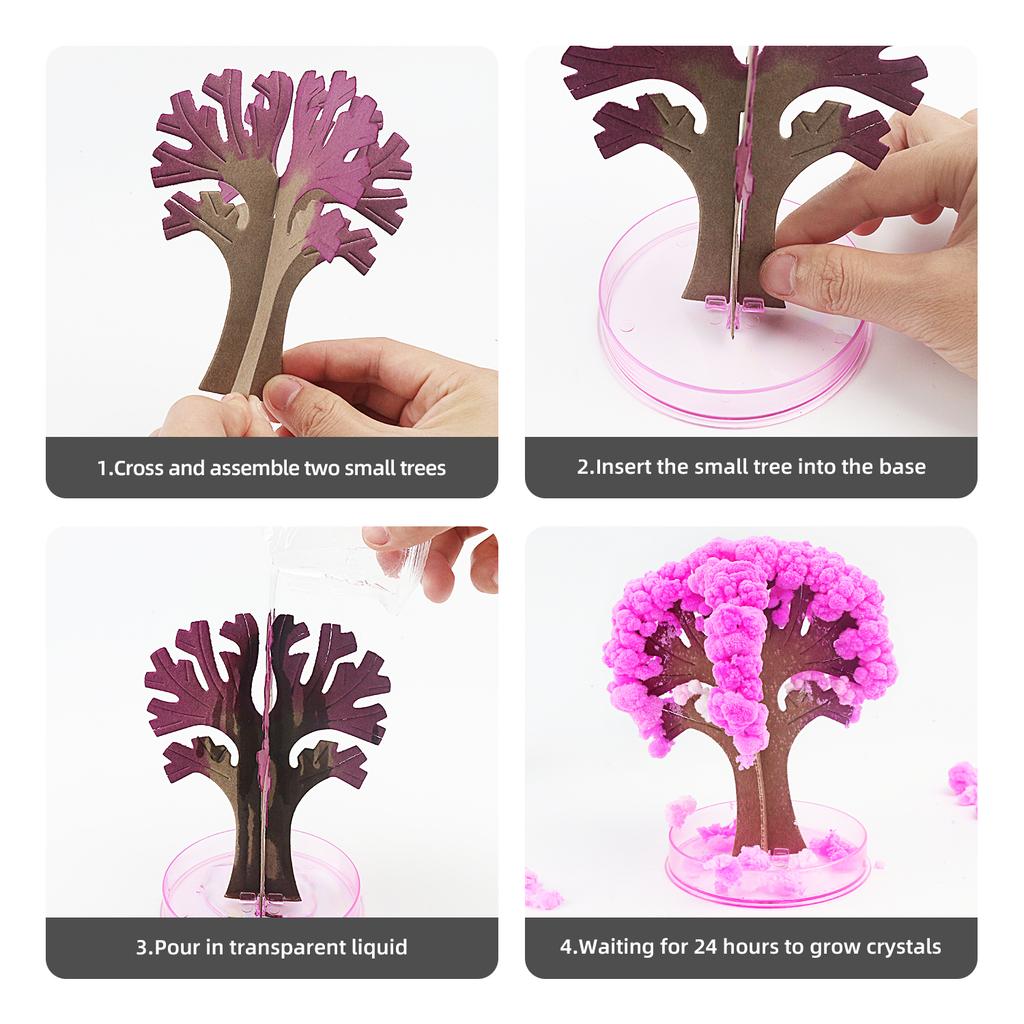 Paper Tree Blossoming Toy, Magic of Snowflake Blossoming, Watering Crystal Tree Scientific Experiment, Personally Witnessing