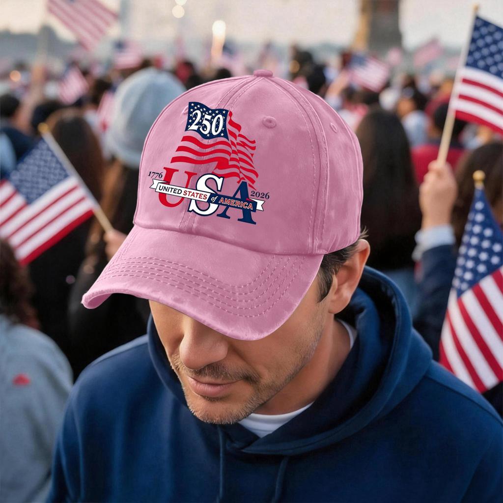 Men's and Women's Matching American 250th Anniversary Anniversary Embroidered Vintage Washed Baseball Cap