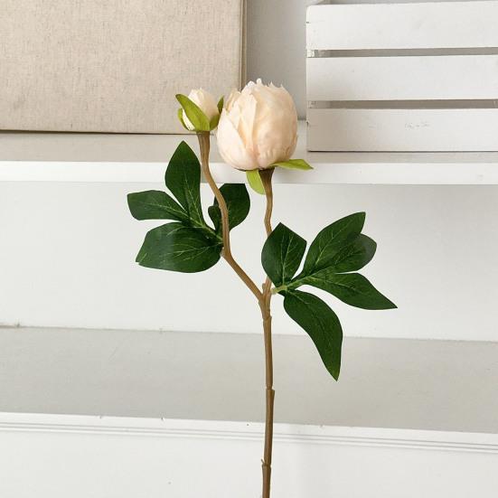 Künstliche Pfingstrosenblüten, 17 Zoll Realistische Kunstpfingstrose mit 1 Knospe, Lebensechtes Pfingstrosenbukett mit Stiel für Vasenarrangement, Tischdekoration für Hochzeiten, Innenbereich