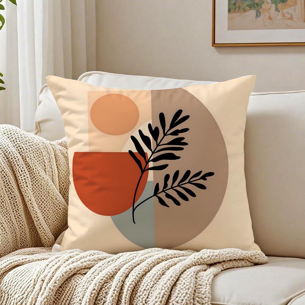 Trend Rustic Geometric Floral Pillow Case Organic Short Plush Cushion Covers Breathable Washable WrinkleResistant