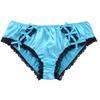 Men's Low Waist Ruffled Floral Lace Satin Bikini Panties Stretchy Knickers Sissy Lingerie