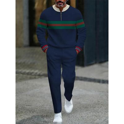 Modă Primăvară Toamnă Streetwear Bărbați Mânecă Lungă Fermoar pe Jumătate Guler Ridicat Casual Îmbrăcăminte Sportivă Îmbrăcăminte Bărbați Set Două Piese