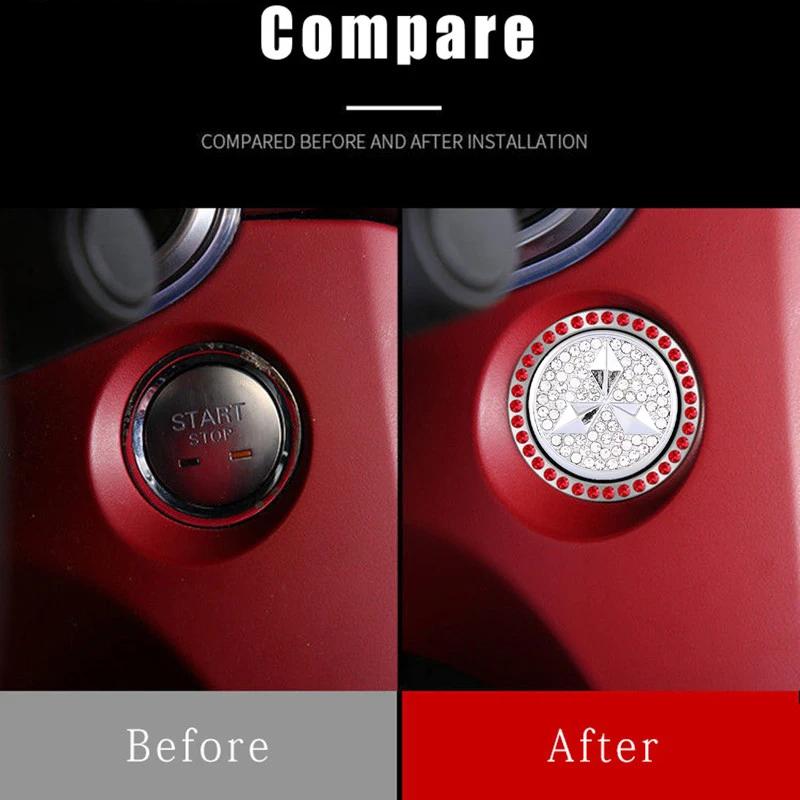 Car Engine Ignition Button Cover Ring Sticker Decoration For Mitsubishi Lancer 9 10 ASX L200 Colt Pajero Outlander Eclipse EQ1