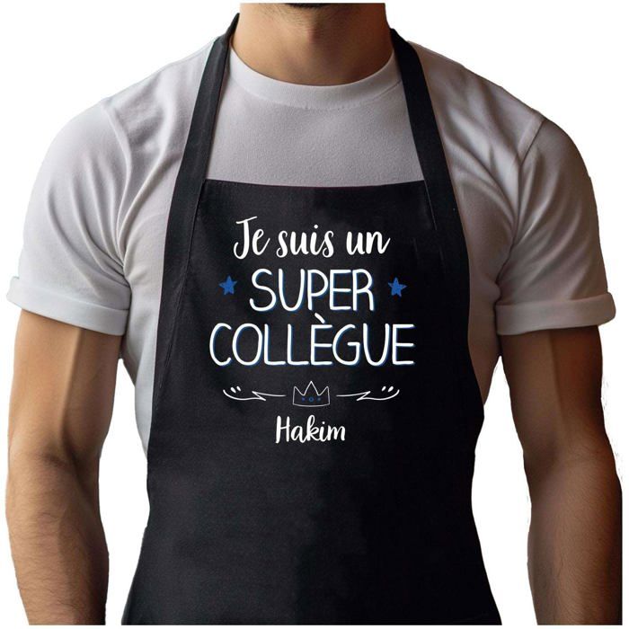 Tablier de cuisine - Hakim Super Collègue Homme - Noir - Impression bretonne - Coton résistant