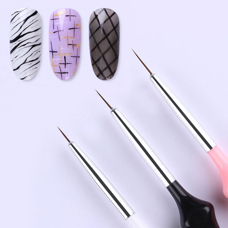 Buy 3 Pcs UV Gel Liner Brush Set 7mm 9mm 11mm Painting Acrylic Pen