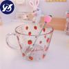 Süße Erdbeere Pfirsich halten Tasse Glas Schüssel Frühstück Müsli Student Mädchen Milch Kaffee Haferflocken hitzebeständig Kawaii Becher