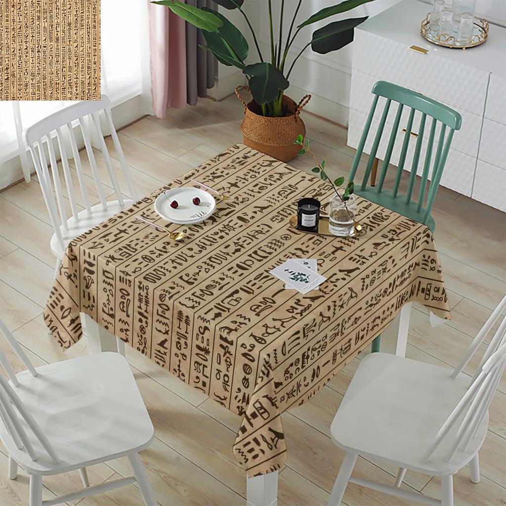 Ancient Egypt Hieroglyphs Waterproof Tablecloth Wedding Decor Table Runner Coffee Dinning Decor Retro Table Cover