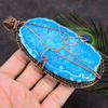Natural Aqua Solar Druzy Gemstone Handmade Copper Wire Wrap Pendant 5.52 g6M27