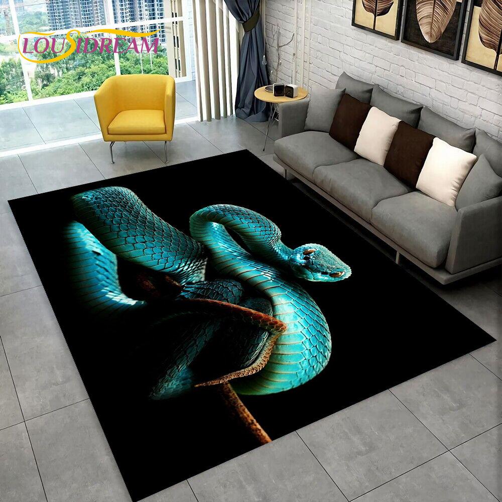 3D Gothic Horrible Snake Serpent Area Rug,Carpet for Home Living Room Bedroom Sofa Doormat Kitchen Decor,kids Non-slip Floor Mat