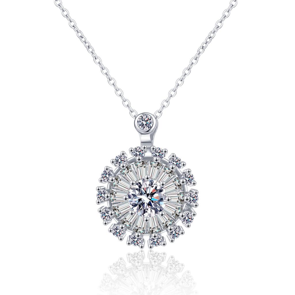 Stylish Rotatable Sun Flower Earrings Ring Set Full of Diamond Small Daisy Clavicle Chain