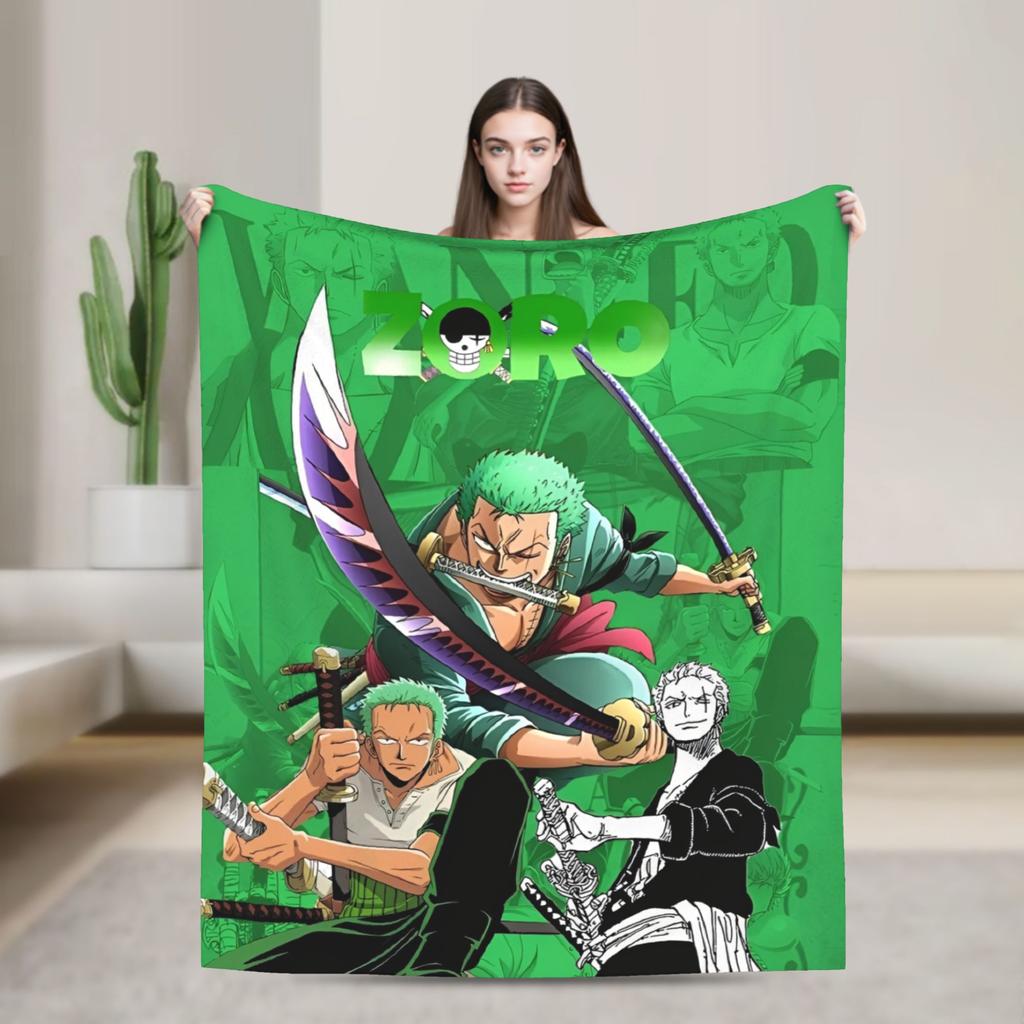Luffy Anime Roronoa Zoro Fleece-Kuscheldecke Decken für Bett Outdoor Leichte Bettwäsche Überwürfe,