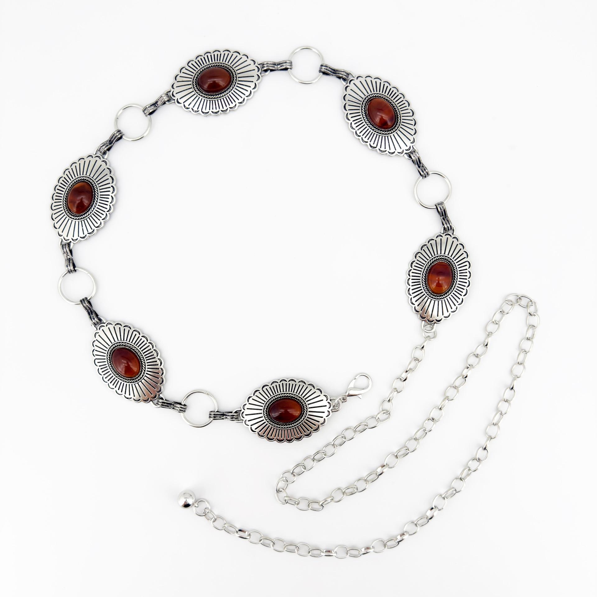 Богемная Бирюзовая Винтажная Поясная Цепь - Женский Аксессуар в Этническом Стиле 105 cm