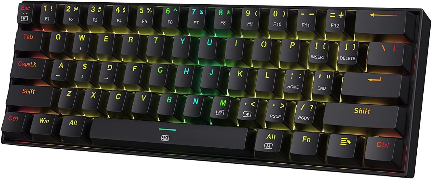 

Redragon K630 Dragonborn 60% Wired RGB Gaming Keyboard, 61-Key Compact Mechanical Keyboard with Tactile Brown Switches and Pro Driver Support, Black