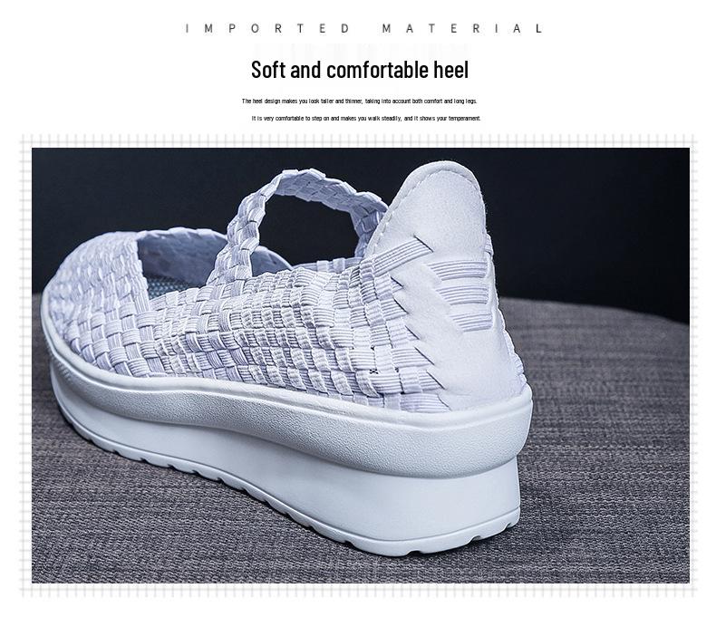 2022 Summer Women's Breathable Elastic Band Hand-Woven Casual Sports Flats