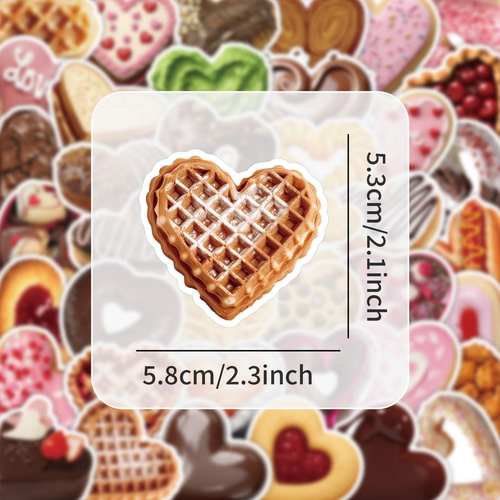 50/100Pcs Fresh Cartoon Heart Shape Food Doodle Stickers for Suitcase Shoe Rack Stationery Box Guitar Piano No Repeat Decals