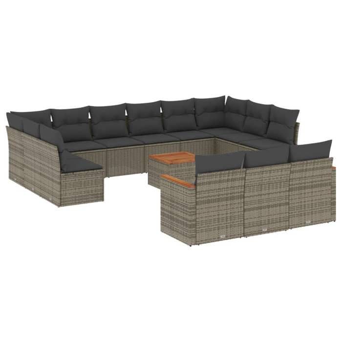 VidaXL Garden Lounge Set with Cushions 14 Pcs, Patio Sofas, Patio Furniture Set, Outdoor Furniture, Grey 3258868