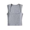 Women's Square Neck Sleeveless Crop Tank Top Slim Fit Solid Basic Camisole Shirt