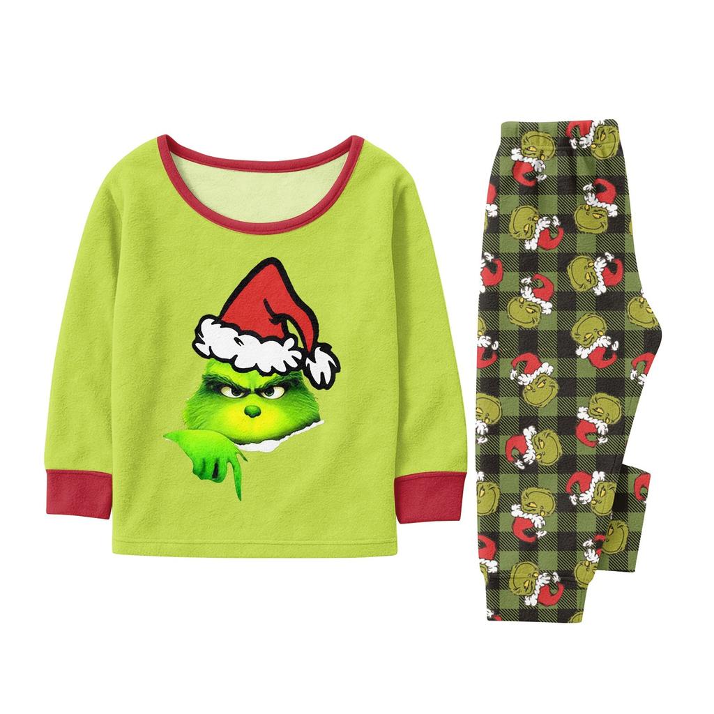 Christmas Printed Parent-child Plush Home Wear Set