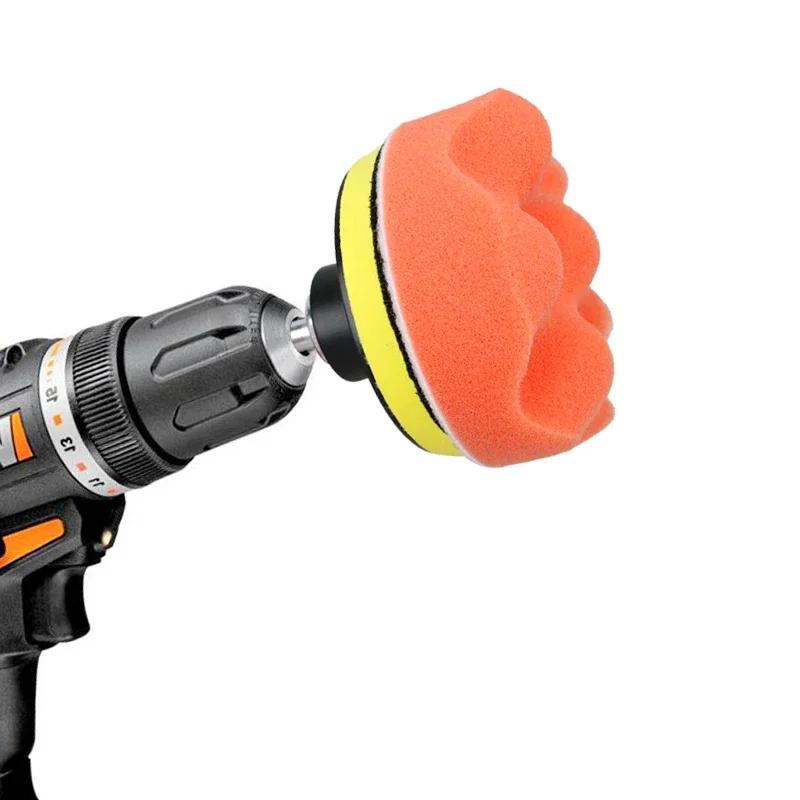 7pcs 3" Car Sponge Polishing Pad Set Polishing Buffer Waxing Adapter Drill Kit for Auto Body Care Headlight Assembly Repair