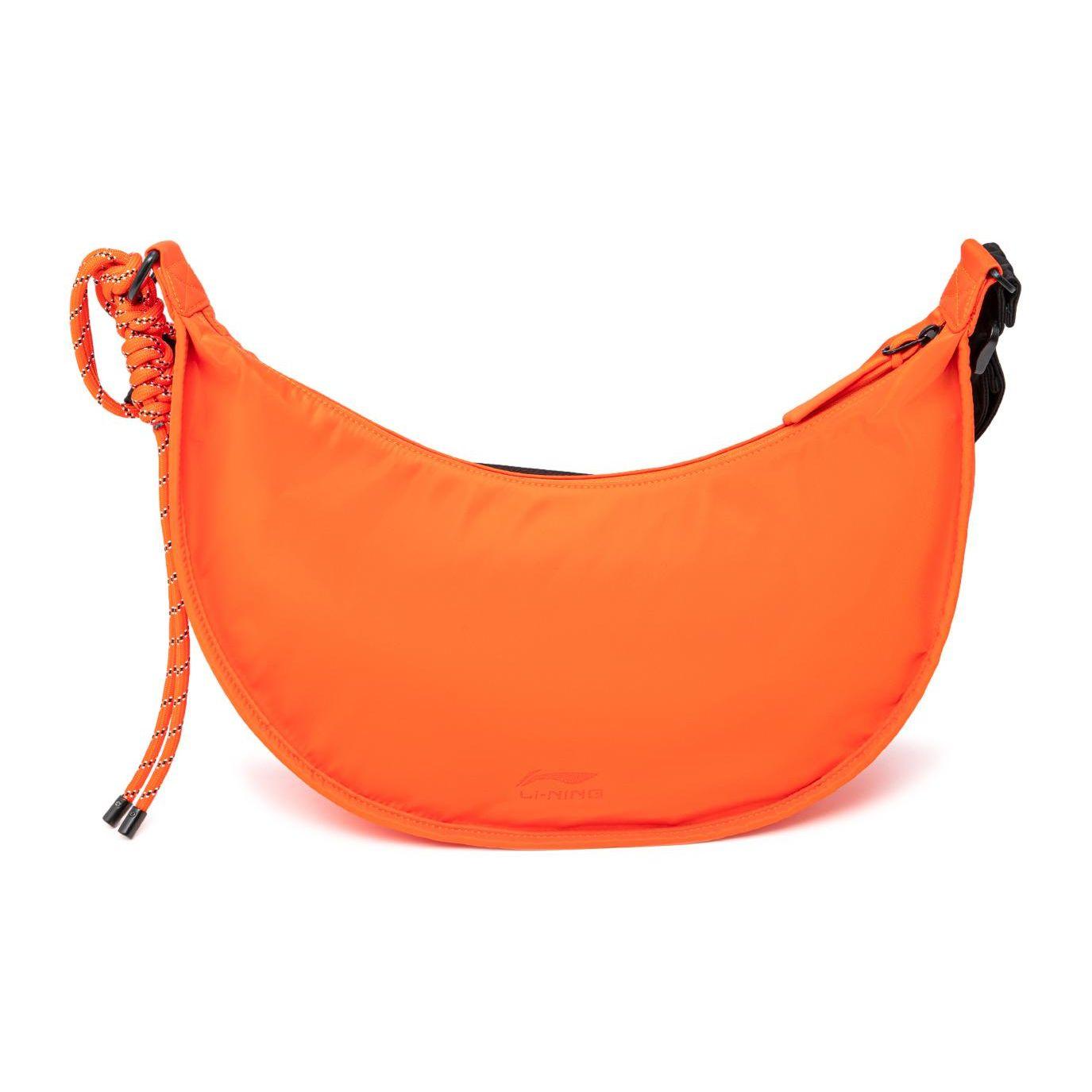 Li Ning Sports Lifestyle Series Weekend Youth Travel Solid Color Zipper Casual Versatile Fabric Nylon Handheld Shoulder Crossbody Bag ABDU165-3 Vibrant Orange