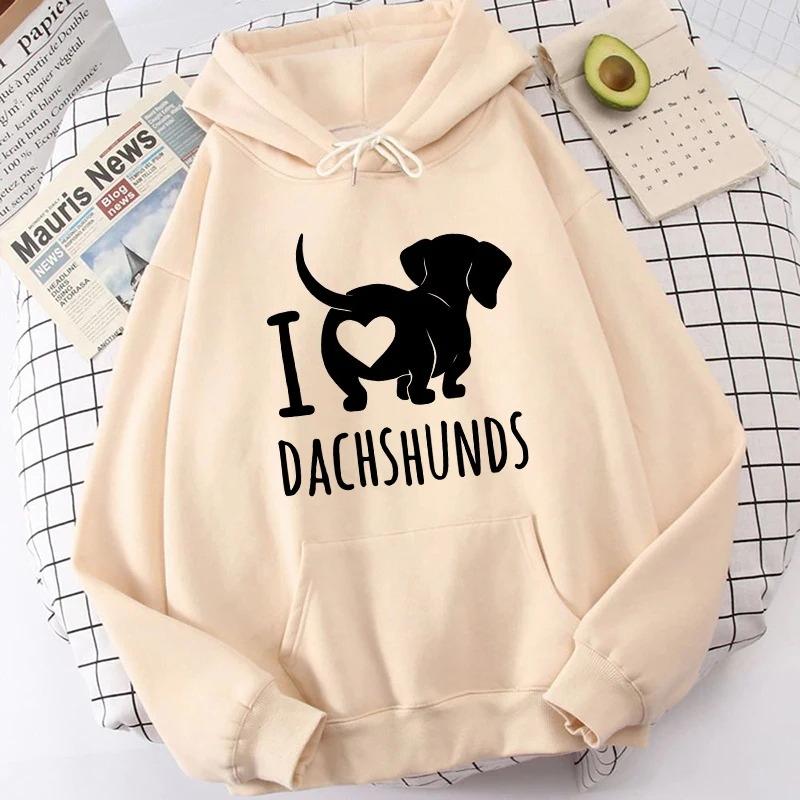 High Quality Hoodie New I Love Dachshund Print Hoodie Women Minimalist Daily Top Pullover Selection Fall Breathable Women Hoodie