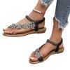 Women's Plus Size Floral Embellished Round Toe Casual Sandals Elastic Back Strap Flat Sole Comfortable Summer Footwear