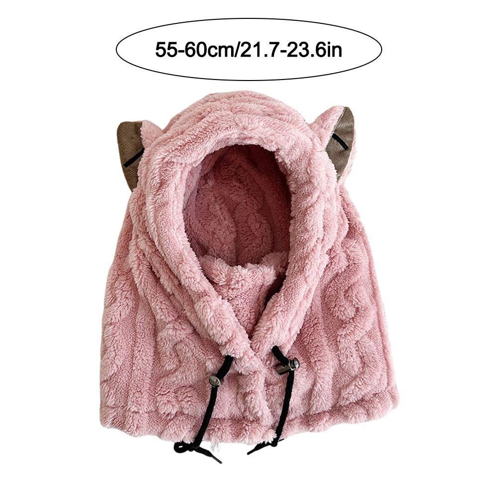Windproof Winter Warm Hat Plush Mask Hat Scarf Set Casual Ear Protection Hat  Outdoor